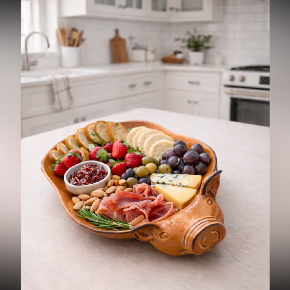 Cracker Barrel Bacon Pig Stoneware Serving Platter. Collectible | Tray | Rustic